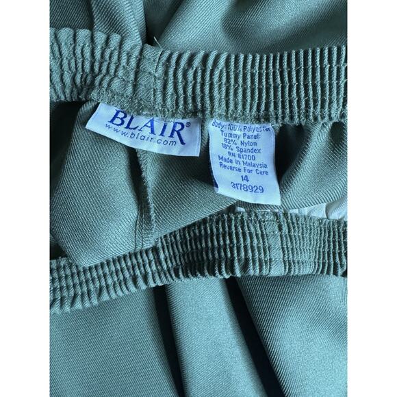Blair Women's Pants Slacks Size 14 Green Elastic Waist Pull On Piling Snags READ - Picture 3 of 5
